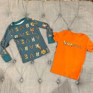 Marvel Kids Long Sleeve Tees - Teal and Orange